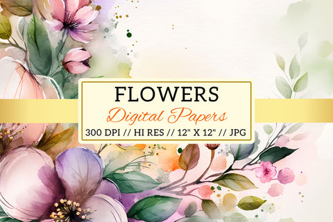 Watercolor Spring Floral Background, floral background with flowers, abstract floral background Digital Pattern FloridPrintables 