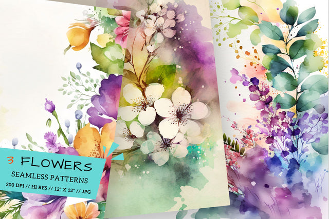 Watercolor Spring Floral Background, floral background with flowers Digital Pattern FloridPrintables 