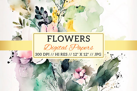 Watercolor Spring Floral Background, spring background with sakura flowers Digital Pattern FloridPrintables 