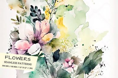 Watercolor Spring Floral Background, spring background with sakura flowers Digital Pattern FloridPrintables 