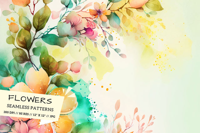 Watercolor Spring Floral Background, spring floral background, abstract floral background Digital Pattern FloridPrintables 