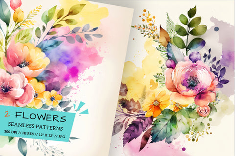 Watercolor Spring Floral Background, spring floral background Digital Pattern FloridPrintables 