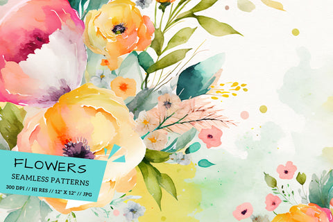 Watercolor Spring Floral Background, spring floral background Digital Pattern FloridPrintables 