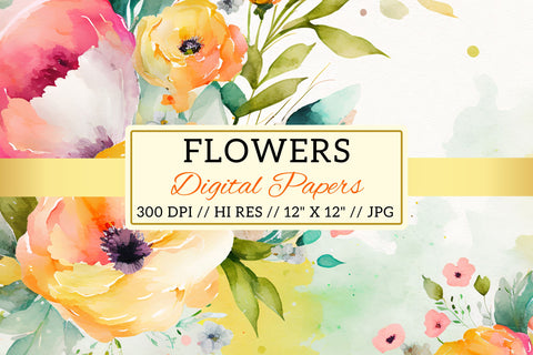 Watercolor Spring Floral Background, spring floral background Digital Pattern FloridPrintables 