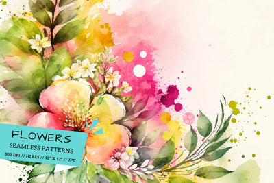 Watercolor Spring Floral Background, spring floral background Digital Pattern FloridPrintables 