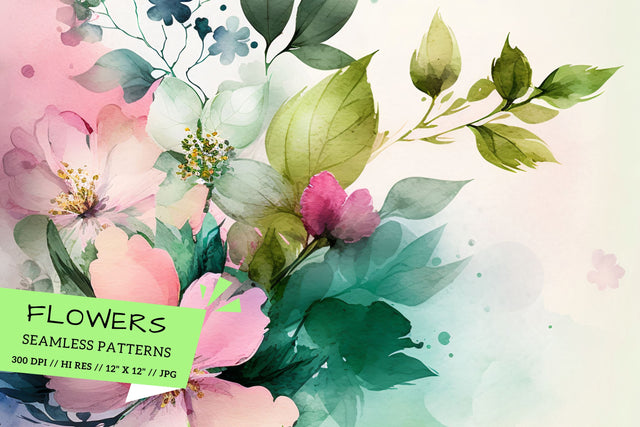 Watercolor Spring Floral Background, watercolor background with flowers, background with flowers Digital Pattern FloridPrintables 