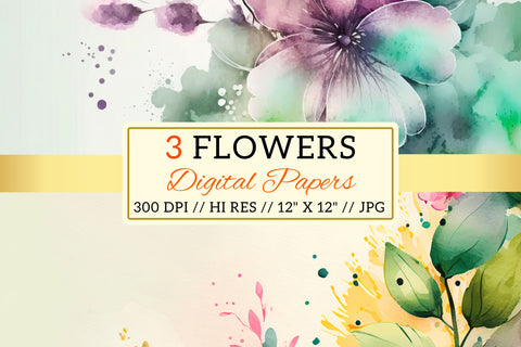 Watercolor Spring Floral Background, watercolor floral background Digital Pattern FloridPrintables 