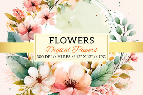 Watercolor Spring Floral Background, watercolor floral background Digital Pattern FloridPrintables 