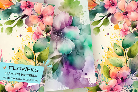Watercolor Spring Floral Background, watercolor floral background Digital Pattern FloridPrintables 