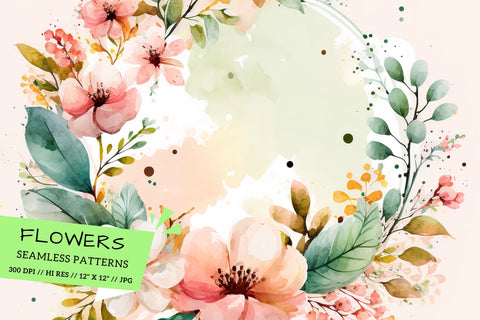 Watercolor Spring Floral Background, watercolor floral background Digital Pattern FloridPrintables 