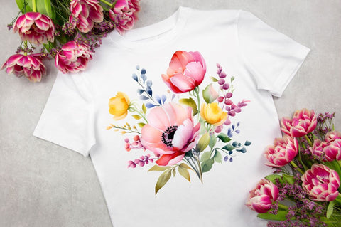 Watercolor Spring Flowers bundle Sublimation Regulrcrative 