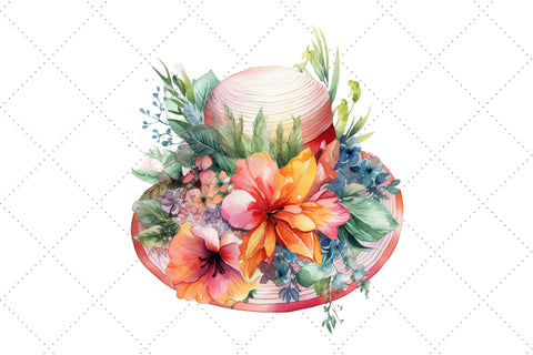 Watercolor Spring Hat Floral Clipart Sublimation FloridPrintables 