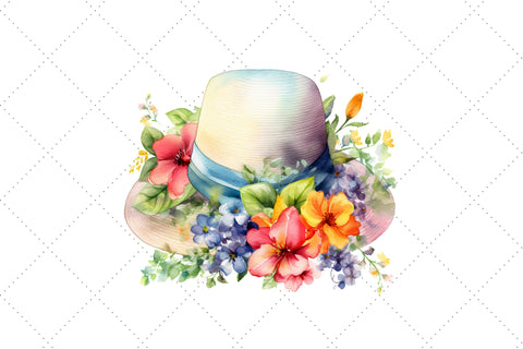 Watercolor Spring Hat Floral Clipart Sublimation FloridPrintables 