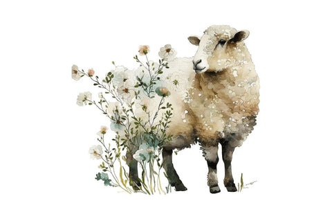 Watercolor Spring Sheep Bundle Sublimation Regulrcrative 