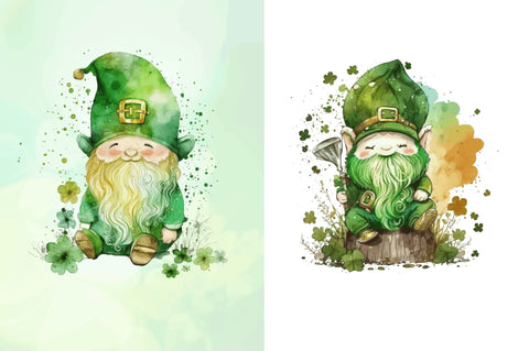 Watercolor St Patricks Day Gnome Clipart Bundle Sublimation Regulrcrative 