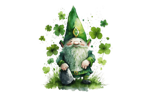 Watercolor St. Patricks Happy Green Gnome Clipart Bundle Sublimation Regulrcrative 