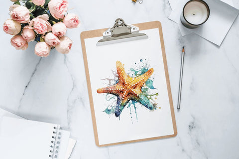Watercolor Starfish Clipart Bundle Sublimation Regulrcrative 