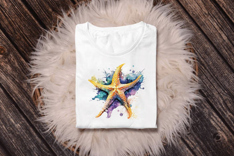 Watercolor Starfish Clipart Bundle Sublimation Regulrcrative 