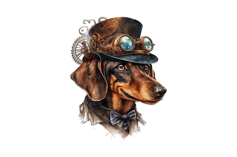 Watercolor Steampunk Dachshund Bundle Sublimation Regulrcrative 