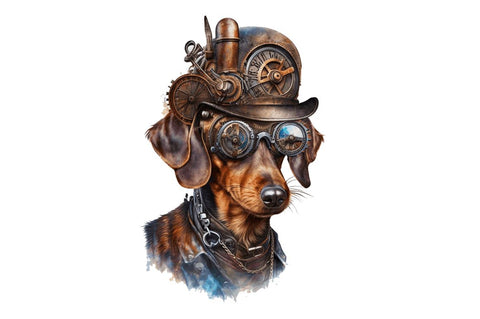 Watercolor Steampunk Dachshund Bundle Sublimation Regulrcrative 