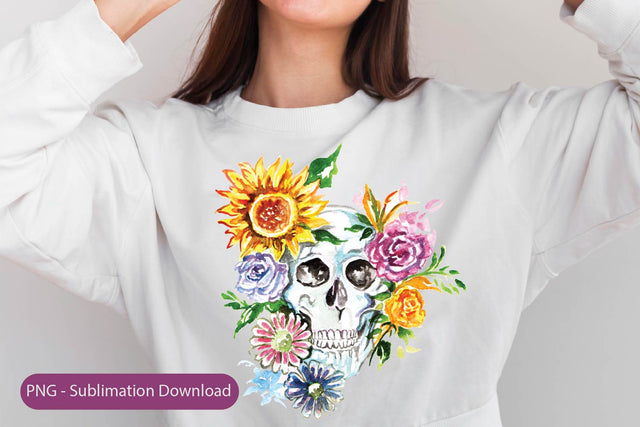watercolor Sugar skull sublimation design PNG Sublimation Paper Switch 