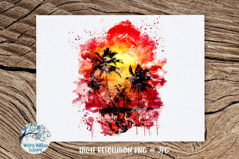Watercolor Summer Sunset PNG | Sublimation | Clip art Sublimation Wispy Willow Designs 