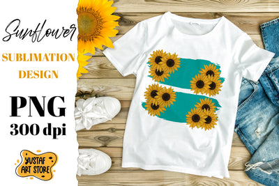 Watercolor Sunflower and turquoise stroke sublimation design Sublimation Yustaf Art Store 