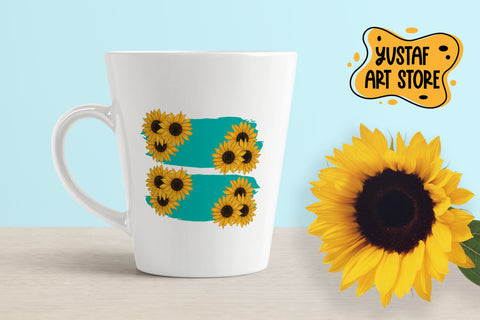 Watercolor Sunflower and turquoise stroke sublimation design Sublimation Yustaf Art Store 