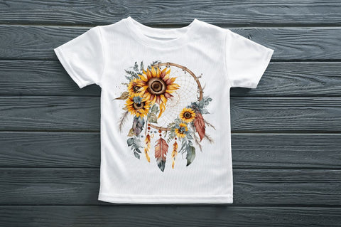 Watercolor Sunflower Dreamcatcher Clipart Bundle Sublimation Regulrcrative 