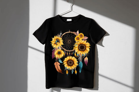 Watercolor Sunflower Dreamcatcher Clipart Bundle Sublimation Regulrcrative 