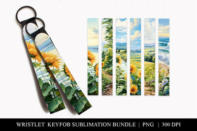 Watercolor Sunflower Keychain Wristlet Sublimation Bundle Sublimation BijouBay 