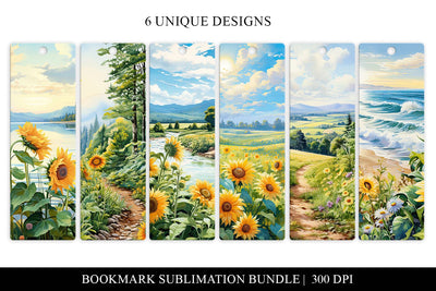 Watercolor Sunflower Printable Bookmarks Sublimation Bundle Sublimation BijouBay 