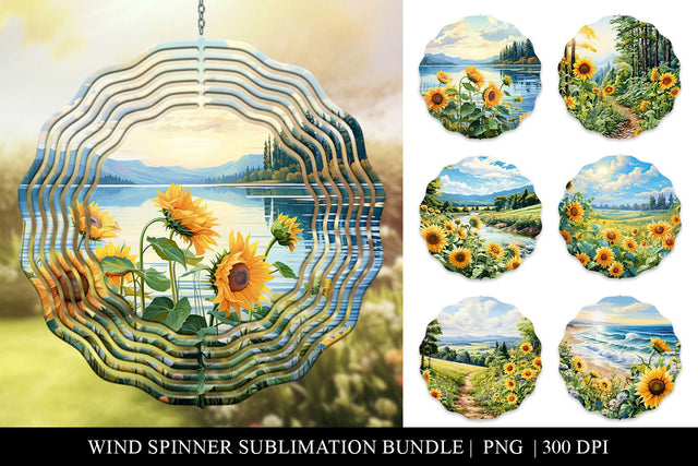 Watercolor Sunflower Wind Spinner Sublimation Bundle Sublimation BijouBay 