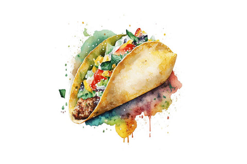 Watercolor Taco clipart Bundle Sublimation Regulrcrative 
