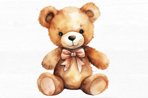Watercolor Teddy Bear Clipart bundle Sublimation Regulrcrative 