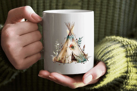 Watercolor Teepee Clipart Bundle Sublimation Regulrcrative 