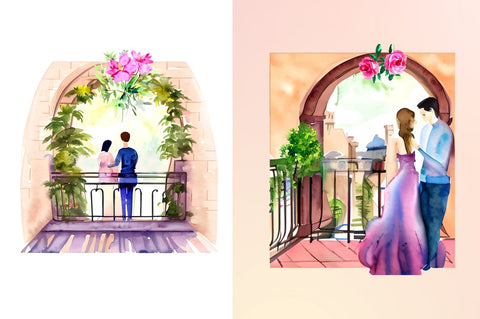 Watercolor The Bride and Groom Sublimation Bundle Sublimation Regulrcrative 