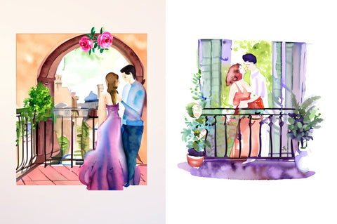 Watercolor The Bride and Groom Sublimation Bundle Sublimation Regulrcrative 
