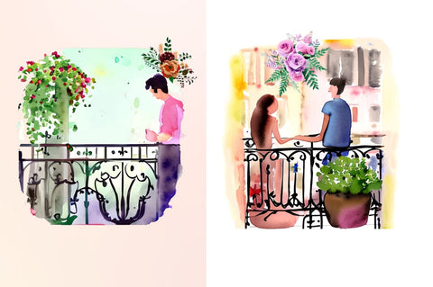 Watercolor The Bride and Groom Sublimation Bundle Sublimation Regulrcrative 