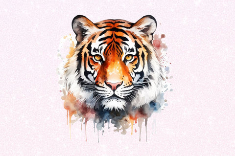 Watercolor Tiger Clipart Bundle Sublimation Regulrcrative 