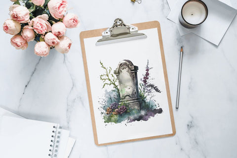 Watercolor Tombstone Clipart Bundle Sublimation Regulrcrative 