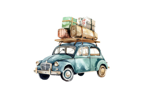 Watercolor Travel Car Clipart Bundle Sublimation Regulrcrative 