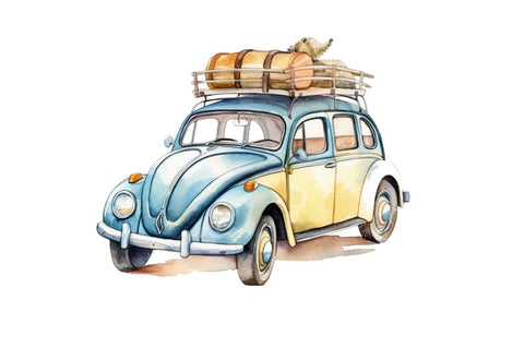 Watercolor Travel Car Clipart Bundle Sublimation Regulrcrative 