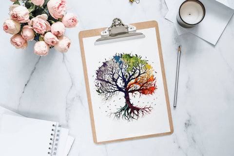 Watercolor Tree of Life Clipart Bundle Sublimation Regulrcrative 