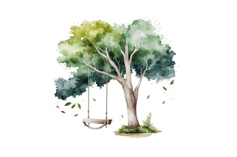 Watercolor Tree Swings Clipart Bundle Sublimation Regulrcrative 