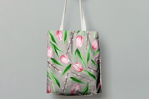 Watercolor tulip pattern. Spring digital paper Digital Pattern Yustaf Art Store 