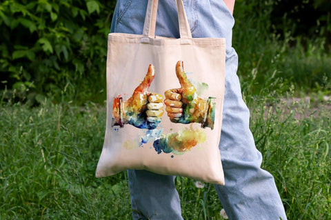 Watercolor Two Thumbs Up Clipart Bundle Sublimation Regulrcrative 