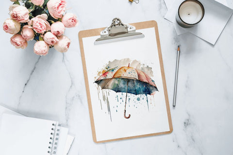Watercolor Umbrella Clipart Bundle Sublimation Regulrcrative 