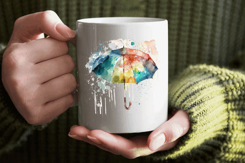 Watercolor Umbrella Clipart Bundle Sublimation Regulrcrative 