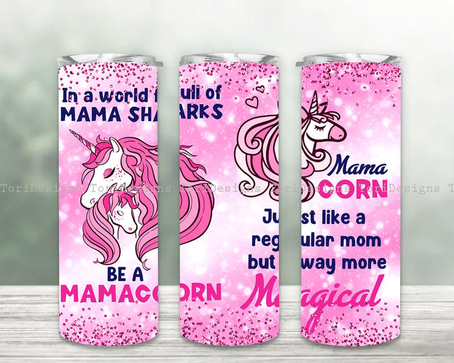 Watercolor Unicorn Tumbler Wrap PNG Sublimation ToriDesigns 
